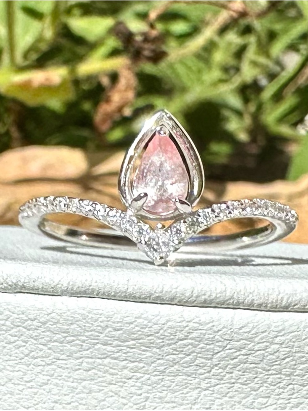 Genuine Pink Tourmaline Sterling Silver Teardrop Ring, Sz 8, BRAND NEW